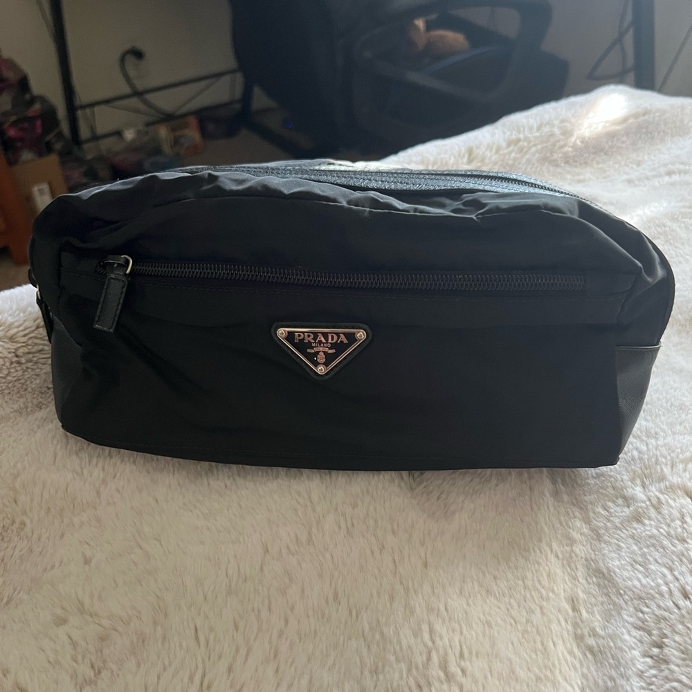 Prada Re-Nylon and Saffiano Leather Travel Pouch